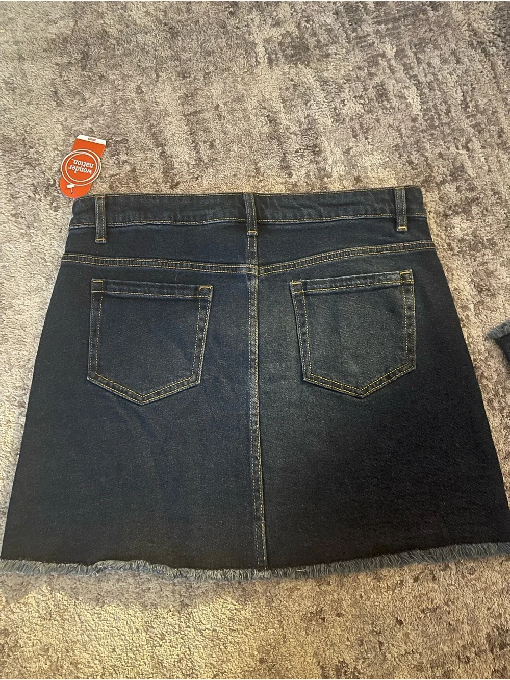 NWT Wonder Nation Girls Dark Indigo Denim Mini Skirt Raw Hem Size XL (14-16)